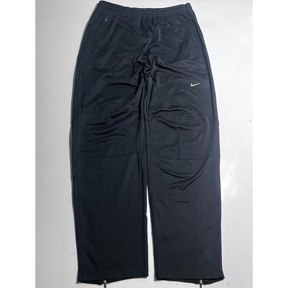 Nike Running Track Pants Mens Large Black Dri-Fit Drawstring Zip Ankle Stretch